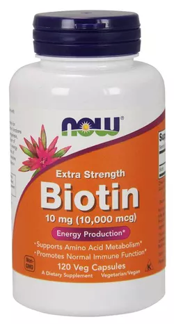 Now® Foods NOW Biotyna, 10 mg Extra Strength, 120 kapsułek roślinnych