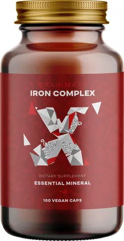 BrainMax Iron Complex, Diglicynian Żelaza, 25mg, 100 kapsułek roślinnych