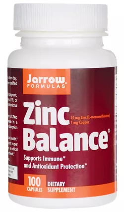 Jarrow Formulas Zinc Balance, L-metionina cynk L-OptiZinc + miedź, 15mg, 100 kapsułek
