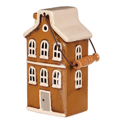 Świecznik z uchwytem brązowy, ceramiczny, 13 x 10x 37 cm