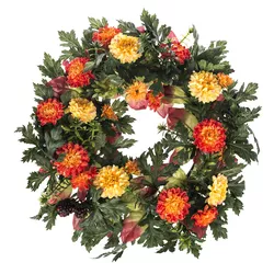 Sztuczny wieniec Chryzantemy, śr. 30 cm