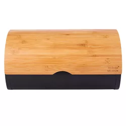 Altom Chlebak z pokrywą bambusową 37,7 x 24,3 x 20,4 cm, czarny