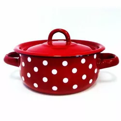 Toro Garnek emaliowany z pokrywką Kropka, 1,5 l