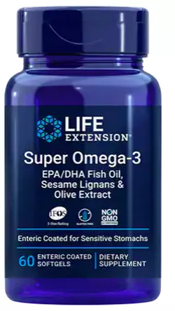 Life Extension Super Omega-3 EPA / DHA Fish Oil, Sesame Lignans & Olive Extract (olej rybny z lignanami sezamowymi i ekstraktem z oliwek), kapsułki dojelitowe 60