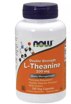 Now® Foods NOW L-Theanine s Inositolem Double Strength, 200 mg, 120 kapsułek roślinnych