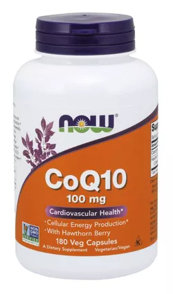 Now® Foods NOW CoQ10 (koenzym Q10) + głóg, 100 mg, 180 kapsułek roślinnych