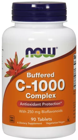 Now® Foods NOW Buffered Vitamin C-1000 Complex z 250mg bioflawonoidów, PH neutralna witamina C, 90 tabletek