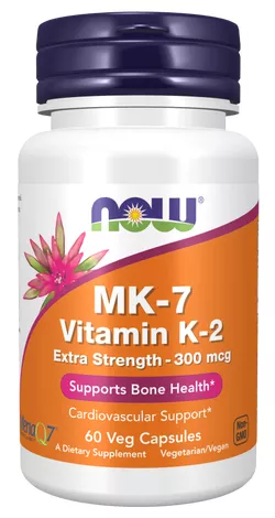 Now® Foods NOW MK-7 Witamina K2, 300 mcg, dodatkowa siła, 60 kapsułek roślinnych