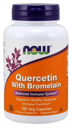Now® Foods NOW Quercetin & Bromelain, Kwercetyna i Bromelaina, 120 kapsułek roślinnych