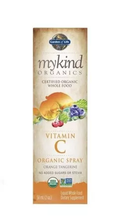 Garden of life Mykind Organics Witamina C Organiczny spray, Witamina C w sprayu, Pomarańcza i Mandarynka, 58 ml