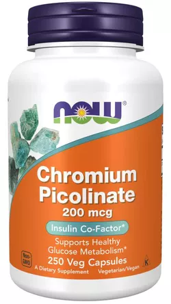 Now® Foods NOW Chromium Picolinate (Pikolinian chromu), 200 mcg, 250 kapsułek roślinnych