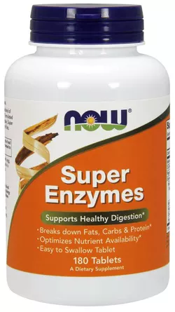 Now® Foods NOW Super Enzymes, złożone enzymy trawienne, 180 tabletek
