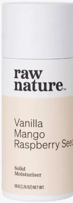 Raw Nature Solid Moisturizer, stały krem ​​nawilżający, wanilia, mango, pestki malin, 50 g