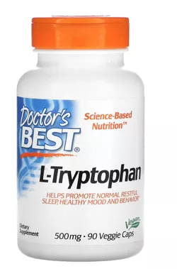 Doctor's Best L-Tryptofan with TryptoPure, 500 mg, 90 Veggie Capsules