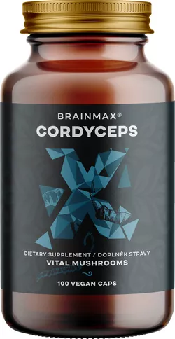 Ekstrakt BrainMax Cordyceps, 50% stężenie polisacharydów i 20% β-1,3/1,6 D-glukanów, 500 mg, 100 kapsułek wegetariańskich, 500 mg, 100 kapsułek wegetariańskich