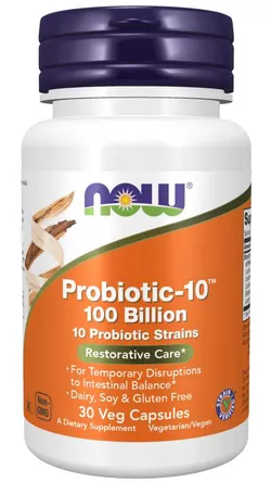 Now® Foods NOW Probiotic-10, probiotyki, 100 miliard CFU, szczepy 10, kapsułki ziołowe 30