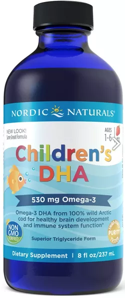 Nordic Naturals Children's DHA, Omega 3 dla dzieci - truskawka, 530 mg, 237 ml