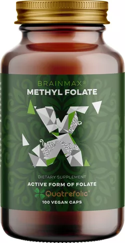 BrainMax Metylofolian, Aktywny kwas foliowy, 400 mcg, 100 kapsułek roślinnych