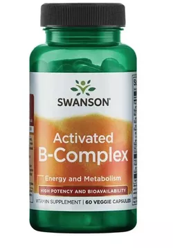 Swanson Activated B-Complex, Wysoka moc, Aktywna koenzymowa forma witamin z grupy B, Wyższa wydajność, 60 kapsułek roślinnych