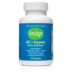 Smidge HCl + Enzymy, enzymy trawienne, 120 kapsułek roślinnych