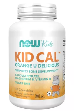 Now® Foods NOW Kid Cal, Orange, Calcium, Magnez, Witamina D dla dzieci, 100 pastylek do ssania