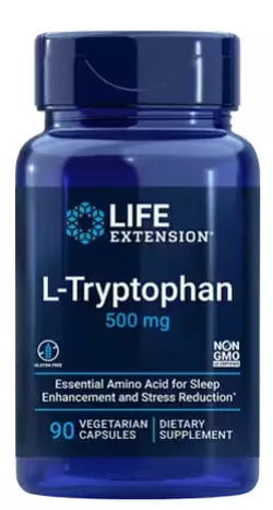 Life Extension L-tryptofan 500 mg, 90 kapsułek warzywnych