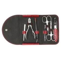 Kellermann 9226 damski zestaw do manicure wzór skóry strusia, czerwony