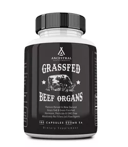 Ancestral Supplements Ancestral Supplements, Grass-fed Beef Organs, Organy wołowe, 180 kapsułek, 30 porcji