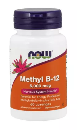 Now® Foods NOW Metyl B12 z kwasem foliowym (5000 mcg, 60 pastylek do ssania)