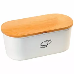 Kesper 85090 Chlebak z deską do krojenia, biały, 34 x 14 x 18 cm