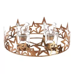 Świecznik adwentowy Stars, złoty, metal, średnica25 cm