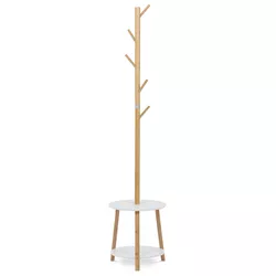 Autronic DR-N1004 WT Drewniany wieszak stojak biały, 40 x 174 cm