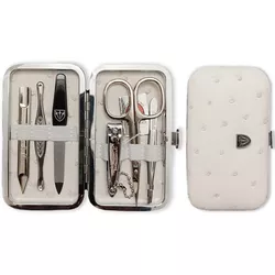 Kellermann 7412 damski zestaw do manicure, wzór skóry strusia, beżowy