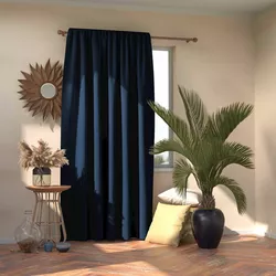 AmeliaHome Zasłona Blackout Oxford Pleat indigo, 140 x 245 cm