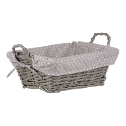 Kosz wiklinowy z tkaniną, szary, 35 x 25 x 13  cm
