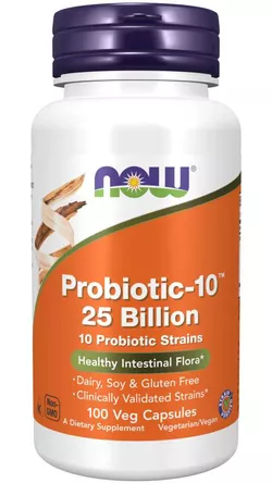Now® Foods NOW Probiotic-10, probiotyki, 25 miliard CFU, szczepy 10, kapsułki ziołowe 100