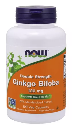 Now® Foods NOW Ginkgo Biloba Double Strengh, 120 mg, 100 kapsułek roślinnych