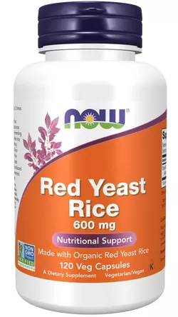 Now® Foods NOW Red Yeast Rice (czerwony ryż drożdżowy, ekstrakt) 600 mg, 120 kapsułek roślinnych