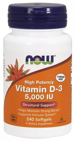 Now® Foods NOW Witamina D3, 5000 IU, 240 kapsułek żelowych