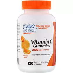 Doctor's Best Vitamin C, 120 żelkowych wegańskich cukierków o smaku pomarańczowym