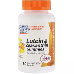 Doctor's Best Luteina & Zeaksantyna (Zdrowie Oczu), 60 wegańskich żelek o smaku mango